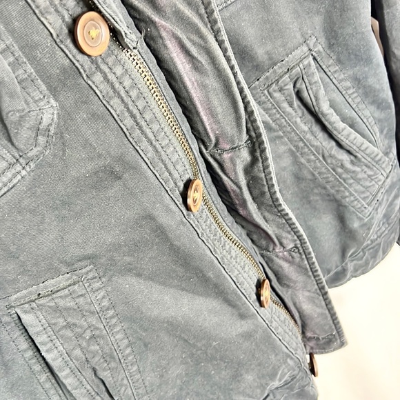 HOLLISTER | 🧥Navy Blue Brown Worn Washed Trim Furry Lining Utility Jacket Coat - Picture 8 of 14